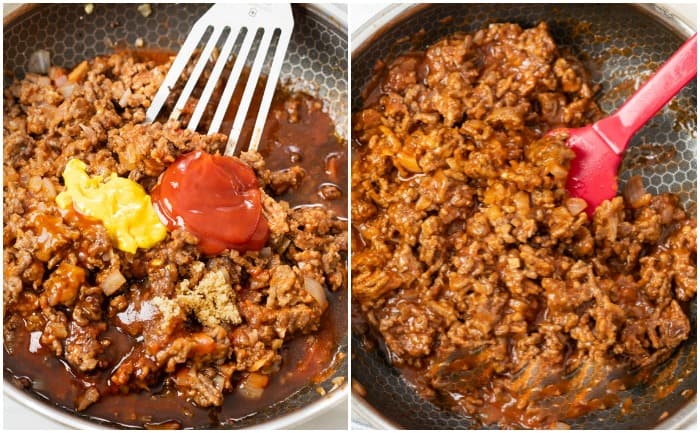 Sloppy Joes being Cooked in a skillet.