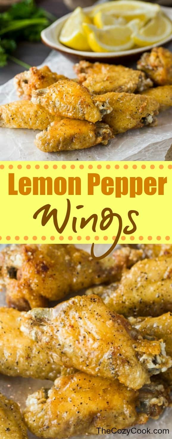 These lemon pepper wings are ultra crispy and brushed with a simple combination of lemon and butter, then topped with freshly ground pepper. This post also includes tips on how to perfectly grill, bake, and fry the perfect crispy chicken wing. #chickenwings #wings #chicken #lemonpepper #lemon #appetizers #friedchicken #bakedchicken #grilledchicken #grilling #meat #partysnacks